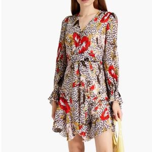 DVF Leopard Floral Print Mini Dress